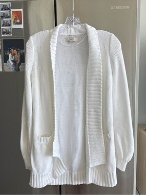 Loft white knit cardigan sweater